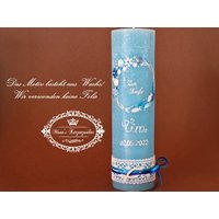 Taufkerze Vintage Blumenkranz von ManusKerzenzauber