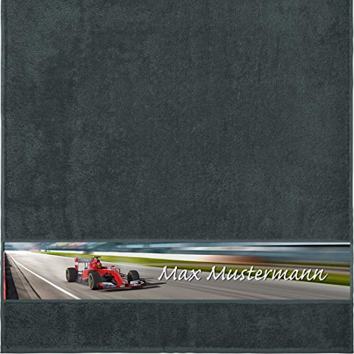 Personalisiertes Duschtuch Mit Namen - Sport-Motiv Rennauto - Viele Farben - Dusch-Handtuch - Anthrazit - Größe 70x140 cm - Persönliches Geschenk Mit Wunsch-Name Personalisiertes Duschtuch Mit Namen - Sport-Motiv Rennauto - Viele Farben - Dusch-Handtuch - Anthrazit - Größe 70x140 cm - Persönliches Geschenk Mit Wunsch-Name von Manutextur