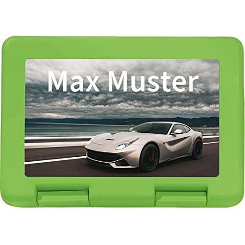 Manutextur Brotzeitbox mit Namen - Motiv Sportwagen 4 - personalisiert - persönliches Geschenk von Manutextur