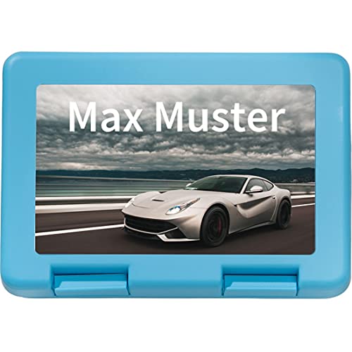 Manutextur Brotzeitbox mit Namen - Motiv Sportwagen 4 - personalisiert - persönliches Geschenk von Manutextur