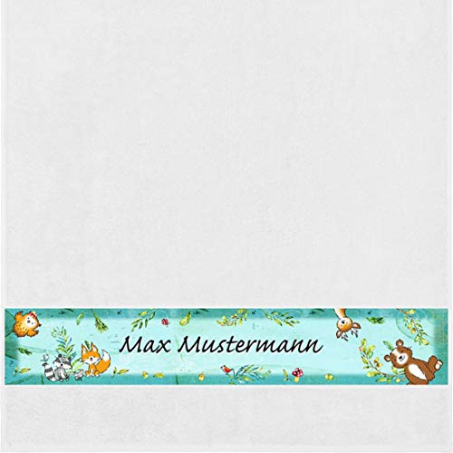 Manutextur Duschtuch mit Namen - Motiv Kinder - Wald - viele Farben & Motive - personalisiert - weiß - Größe 70x140 cm - persönliches Geschenk von Manutextur