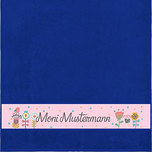 Manutextur Duschtuch mit Namen - personalisiert - Motiv Blumen 1 - viele Farben & Motive - Dusch-Handtuch - Royalblau - Größe 70x140 cm - persönliches Geschenk mit Wunsch-Motiv und Wunsch-Name von Manutextur