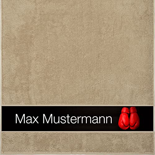 Manutextur Duschtuch mit Namen - personalisiert - Motiv Boxen - viele Farben & Motive - Dusch-Handtuch - beige - Größe 70x140 cm - persönliches Geschenk mit Wunsch-Motiv und Wunsch-Name von Manutextur