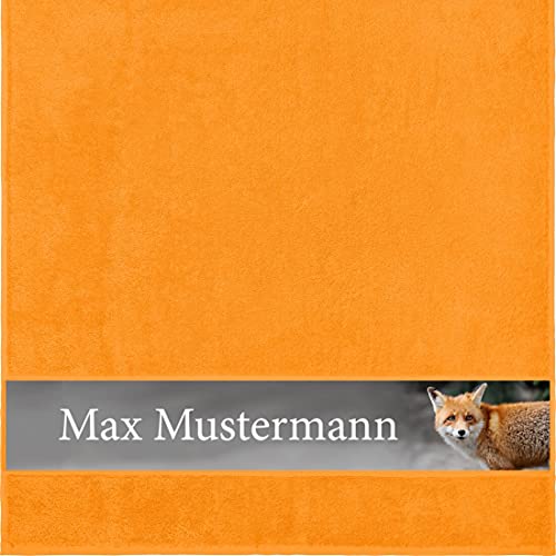 Manutextur Duschtuch mit Namen - personalisiert - Motiv Fuchs - viele Farben & Tiermotiven - Dusch-Handtuch - orange - Größe 70x140 cm - persönliches Geschenk mit Wunsch-Motiv und Wunsch-Name von Manutextur