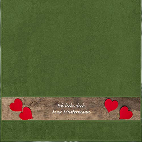 Manutextur Duschtuch Mit Namen - Personalisiert - Motiv Liebe - Herz - Viele Farben - Dusch-Handtuch - Dunkelgrün - Größe 70x140 cm - Persönliches Geschenk Mit Wunsch-Motiv und Wunsch-Name Manutextur Duschtuch Mit Namen - Personalisiert - Motiv Liebe - Herz - Viele Farben - Dusch-Handtuch - Dunkelgrün - Größe 70x140 cm - Persönliches Geschenk Mit Wunsch-Motiv und Wunsch-Name von Manutextur