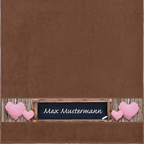 Manutextur Duschtuch mit Namen - personalisiert - Motiv Liebe - Tafel - viele Farben & Motive - Dusch-Handtuch - braun - Größe 70x140 cm - persönliches Geschenk mit Wunsch-Motiv und Wunsch-Name von Manutextur