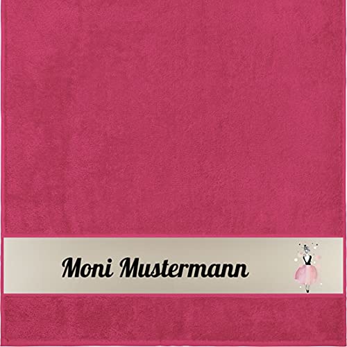Manutextur Duschtuch Mit Namen - Personalisiert - Mädchen Motiv - Viele Farben - Dusch-Handtuch - Fuchsia - Größe 70x140 cm - Persönliches Geschenk Mit Wunsch-Name von Manutextur