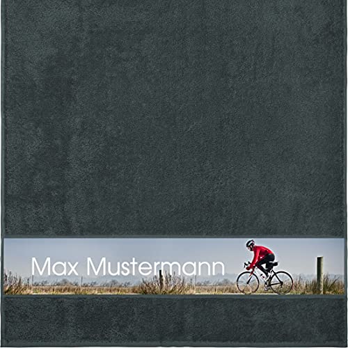Manutextur Duschtuch mit Namen - personalisiert - Motiv Radsport 5 - viele Farben & Motive - Dusch-Handtuch - anthrazit - Größe 70x140 cm - persönliches Geschenk mit Wunsch-Motiv und Wunsch-Name von Manutextur