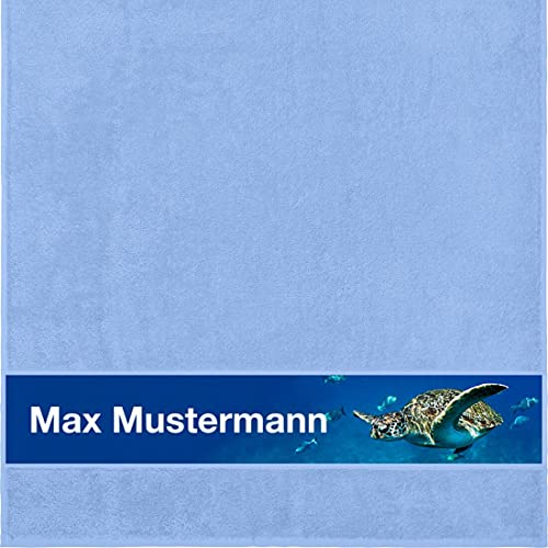 Manutextur Duschtuch mit Namen - personalisiert - Motiv Schildkröte - viele Farben & Tiermotiven - Dusch-Handtuch - hellblau - Größe 70x140 cm - persönliches Geschenk mit Wunsch-Motiv und Wunsch-Name von Manutextur