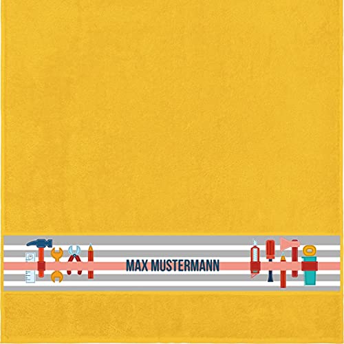 Manutextur Duschtuch mit Namen - personalisiert - Motiv Werkzeug - viele Farben & Motive - Dusch-Handtuch - gelb - Größe 70x140 cm - persönliches Geschenk mit Wunsch-Motiv und Wunsch-Name von Manutextur