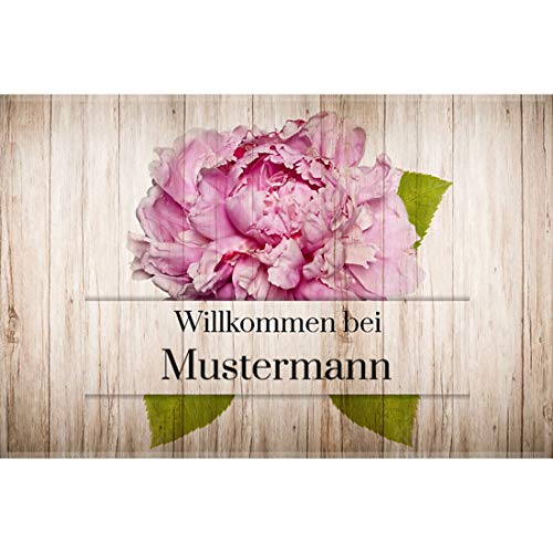 Manutextur Fußmatte mit Namen - Motiv Blume - viele Motive - Schmutzfangmatte personalisiert - Größe 50x80 cm - persönliches & individuelles Geschenk von Manutextur