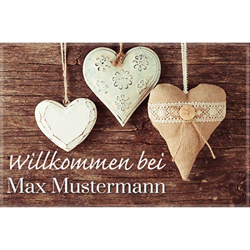 Manutextur Fußmatte mit Namen - Motiv Herzen - viele Motive - Schmutzfangmatte personalisiert - Größe 50x80 cm - persönliches & individuelles Geschenk von Manutextur