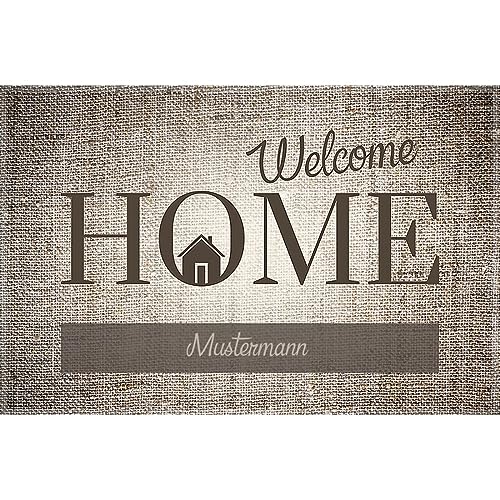 Fußmatte mit Namen - Motiv Home mit Herz - viele Daheim-Motive - Schmutzfangmatte personalisiert - Größe 50x80 cm - persönliches & individuelles Geschenk von Manutextur