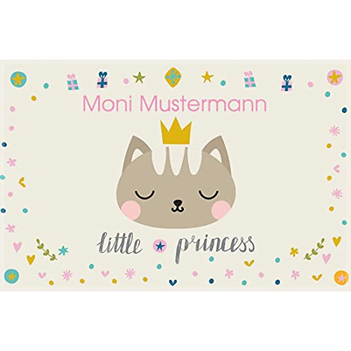 Manutextur Fußmatte mit Namen - Motiv Katzen-Prinzessin - viele Kinder-Motive - Schmutzfangmatte personalisiert - Größe 50x80 cm - persönliches & individuelles Geschenk von Manutextur