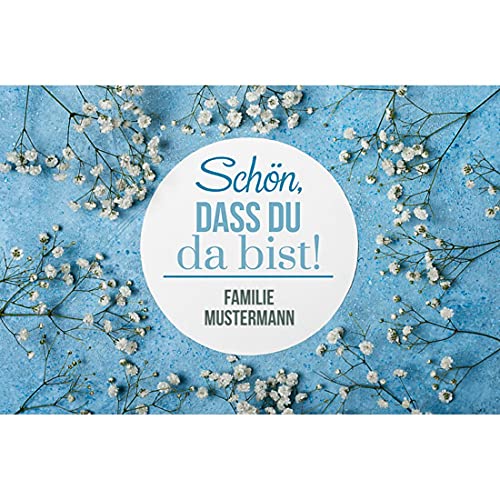 Manutextur Fußmatte mit Namen - Motiv Schön, DASS du da bist! - viele Natur-Motive - Schmutzfangmatte personalisiert - Größe 50x80 cm - persönliches & individuelles Geschenk von Manutextur