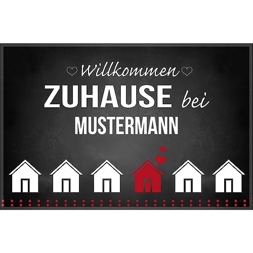 Manutextur Fußmatte mit Namen - Motiv Willkommen Zuhause 1 - viele Daheim-Motive - Schmutzfangmatte personalisiert - Größe 50x80 cm - persönliches & individuelles Geschenk von Manutextur