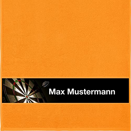 Manutextur Handtuch mit Namen - personalisiert - Motiv Dart - viele Farben & Motive - Dusch-Handtuch - orange - Größe 50x100 cm - persönliches Geschenk mit Wunsch-Motiv und Wunsch-Name von Manutextur