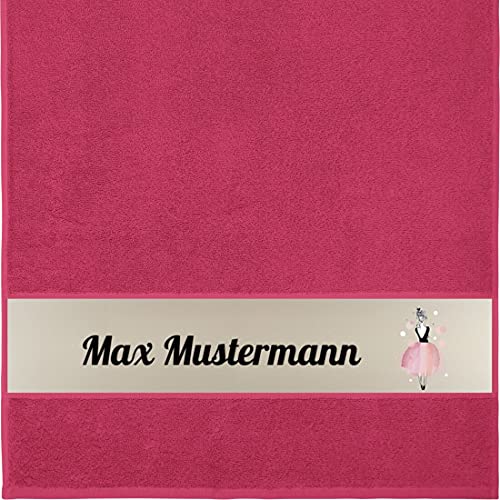 Manutextur Handtuch mit Namen - personalisiert - Motiv Mädchen 3 - viele Farben & Motive - Dusch-Handtuch - Fuchsia - Größe 50x100 cm - persönliches Geschenk mit Wunsch-Motiv und Wunsch-Name von Manutextur