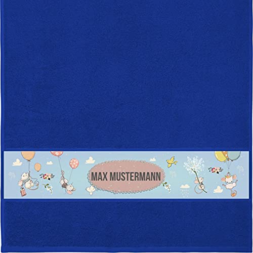 Manutextur Handtuch mit Namen - personalisiert - Motiv Mäuse 1 - viele Farben & Motive - Dusch-Handtuch - Royalblau - Größe 50x100 cm - persönliches Geschenk mit Wunsch-Motiv und Wunsch-Name von Manutextur