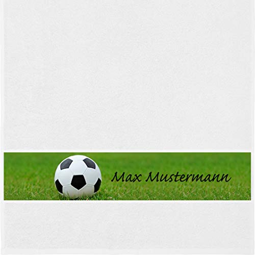 Manutextur Handtuch mit Namen - personalisiert - Motiv Sport - Fußball - viele Farben & Motive - Dusch-Handtuch - weiß - Größe 50x100 cm - persönliches Geschenk mit Wunsch-Motiv und Wunsch-Name von Manutextur