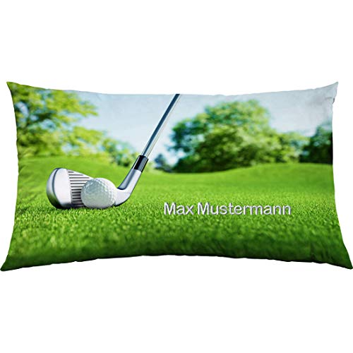 Manutextur Kissen mit Namen - Motiv Golf - viele Motive - Kissenhülle inklusive Füllung - Größe 30x50 cm - personalisiert - persönliches Geschenk mit Wunsch-Motiv und Wunsch-Name von Manutextur