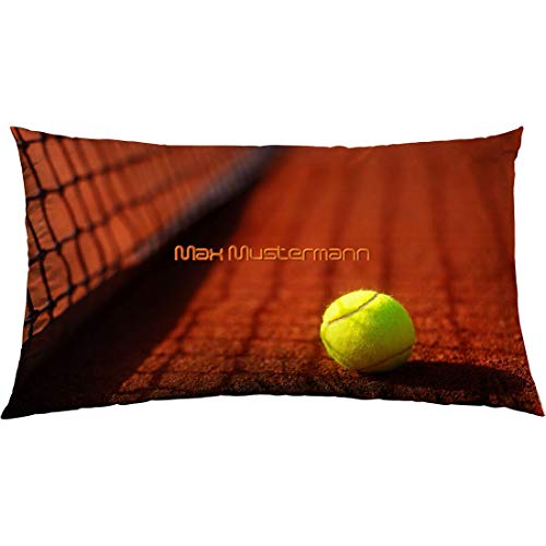 Manutextur Kissen mit Namen - Motiv Tennis - viele Motive - Kissenhülle inklusive Füllung - Größe 30x50 cm - personalisiert - persönliches Geschenk mit Wunsch-Motiv und Wunsch-Name von Manutextur