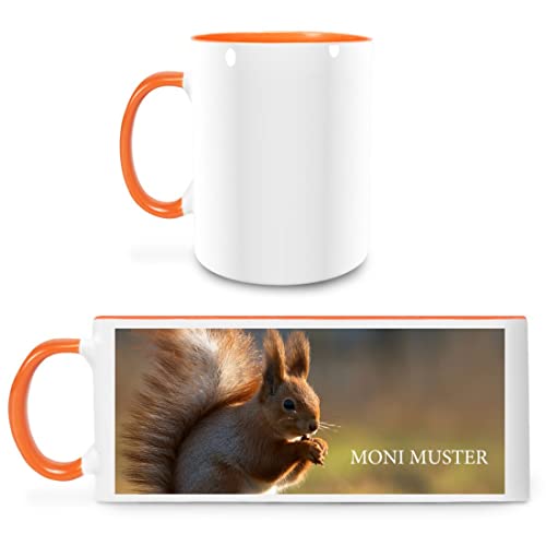 Manutextur Tasse mit Namen - personalisiert - Motiv Eichhörnchen - viele Farben & Motive - weiß/orange - persönliches Geschenk mit Wunsch-Motiv und Wunsch-Name von Manutextur