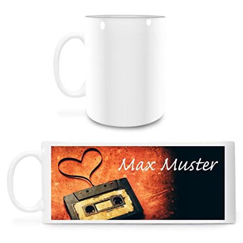 Manutextur Tasse mit Namen - personalisiert - Motiv Kassette 02 - viele Farben & Motive - weiß - persönliches Geschenk mit Wunsch-Motiv und Wunsch-Name von Manutextur