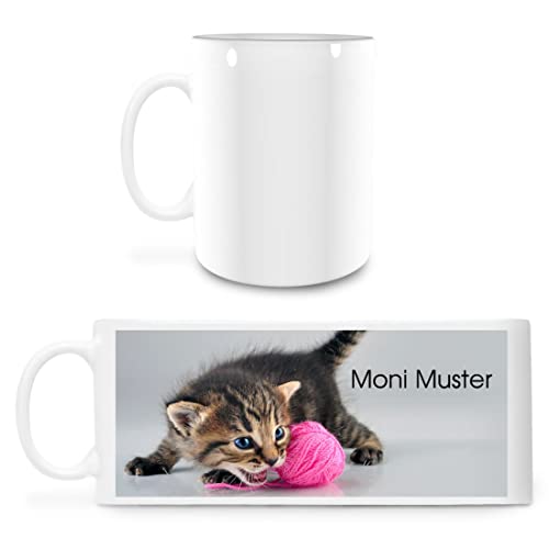 Manutextur Tasse mit Namen - personalisiert - Motiv Katze 01 - viele Farben & Motive - weiß - persönliches Geschenk mit Wunsch-Motiv und Wunsch-Name von Manutextur