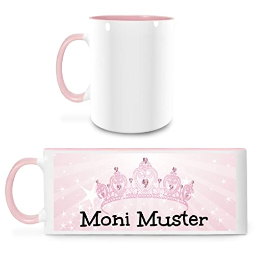 Manutextur Tasse mit Namen - personalisiert - Motiv Krone rosa - viele Farben & Motive - weiß/rosa - persönliches Geschenk mit Wunsch-Motiv und Wunsch-Name von Manutextur