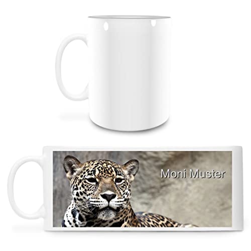 Manutextur Tasse mit Namen - personalisiert - Motiv Leopard - viele Farben & Motive - weiß - persönliches Geschenk mit Wunsch-Motiv und Wunsch-Name von Manutextur