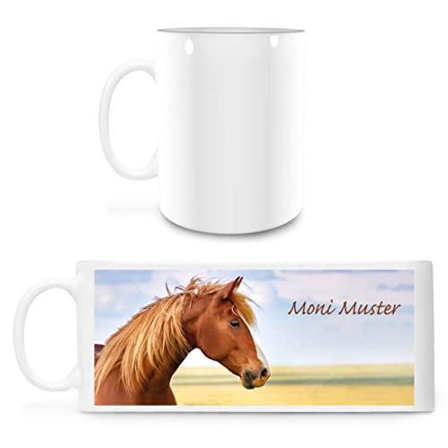 Manutextur Tasse mit Namen - personalisiert - Motiv Pferd 01 - viele Farben & Motive - weiß - persönliches Geschenk mit Wunsch-Motiv und Wunsch-Name von Manutextur