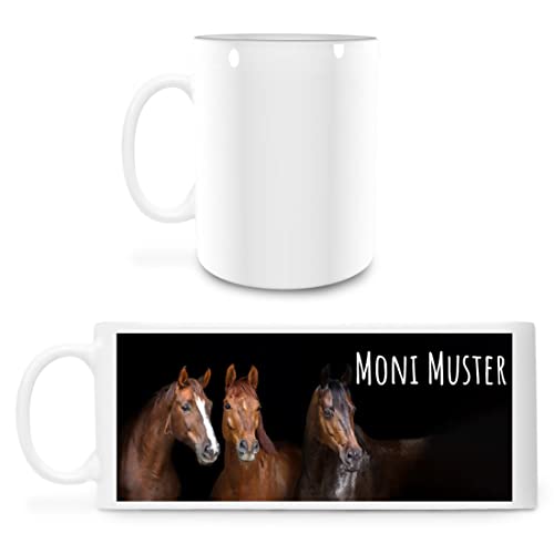 Manutextur Tasse mit Namen - personalisiert - Motiv Pferd 03 - viele Farben & Motive - weiß - persönliches Geschenk mit Wunsch-Motiv und Wunsch-Name von Manutextur