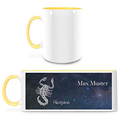 Manutextur Tasse mit Namen - personalisiert - Motiv Sternzeichen Skorpion - viele Farben & Motive - weiß/gelb - Größe - persönliches Geschenk mit Wunsch-Motiv und Wunsch-Name Manutextur Tasse mit Namen - personalisiert - Motiv Sternzeichen Skorpion - viele Farben & Motive - weiß/gelb - Größe - persönliches Geschenk mit Wunsch-Motiv und Wunsch-Name von Manutextur
