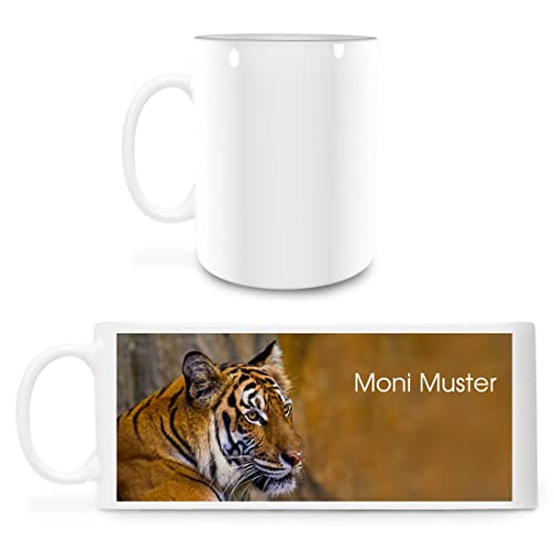 Manutextur Tasse mit Namen - personalisiert - Motiv Tiger - viele Farben & Motive - weiß - persönliches Geschenk mit Wunsch-Motiv und Wunsch-Name von Manutextur