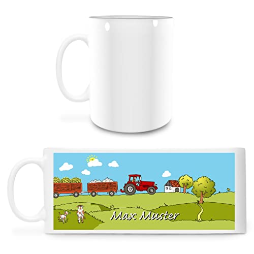 Manutextur Tasse mit Namen - personalisiert - Motiv Traktor - viele Farben & Motive - weiß - persönliches Geschenk mit Wunsch-Motiv und Wunsch-Name von Manutextur