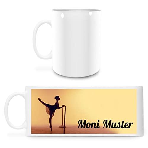 Tasse mit Namen - personalisiert - Motiv Ballett 01 - viele Farben & Motive - weiß - persönliches Geschenk mit Wunsch-Motiv und Wunsch-Name von Manutextur
