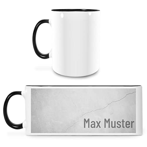 Tasse mit Namen - personalisiert - Motiv Betonstruktur - viele Farben & Motive - weiß/schwarz - persönliches Geschenk mit Wunsch-Motiv und Wunsch-Name von Manutextur