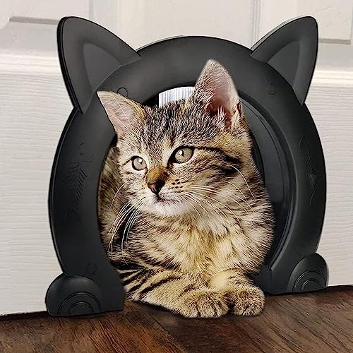 Katzentür für den Innenbereich Zwei-Wege-Zugangskontrolle für das EIN- und Aussteigen von Katzen Haustiertür niedliche Katzentür, Haustiertür für den Innenbereich (schwarz, XL) von Manwetye