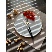 Weiße Hauptkeramikplatte 12 ", Serviertablett Aus Steinzeug, Geschirr Keramik, Handgefertigtes Geschirrset, Servierplatte, Moderne Kunst Vonmanya." von ManyaMadeStudio