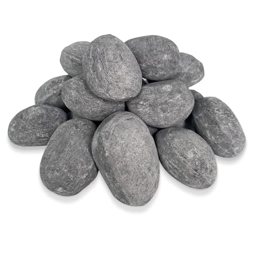 24Pcs Gas Feuer Grube keramische Steine Grauer Dekorative Steine Kamin Felsen für Innen Kamin im Freien Dekoration des Gaskamins 24 Runde 3/2-5/2Inch Größe (grau) von ManyuGas