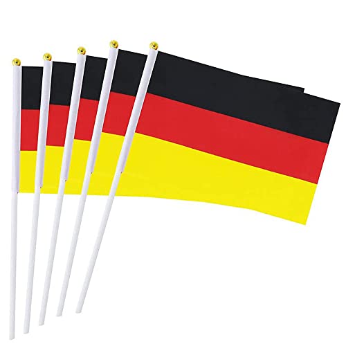 15 Stück Handgehaltene Mini-Flagge Deutschland Stick Flagge Sportereignisse Parade 21 x 14 cm, Fähnchen German für Fußballspiele und Fan Veranstaltungen von MaoNativey