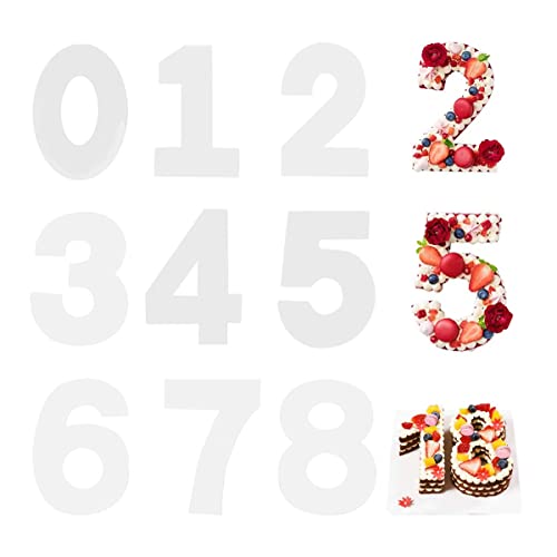 MaoNativey Zahlen von 0 bis 8 Kuchenform, 10 Zoll Kuchen Zahlenform,Torte Zahlen Vorlage Zahlenform Kunststoffschablonen Zahlen für Geburtstage, Hochzeiten, Jubiläen von MaoNativey