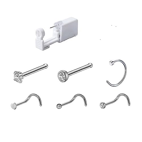 Ohrloch Stecher Set, Einweg Steril Sicherheits Ohrnasen Piercing Pistolen mit 6 Nasensteckern Selbst kit Piercingzubehör für Mädchen Damen Herren Ohrloch Stecher Set, Einweg Steril Sicherheits Ohrnasen Piercing Pistolen mit 6 Nasensteckern Selbst kit Piercingzubehör für Mädchen Damen Herren von MaoNativey