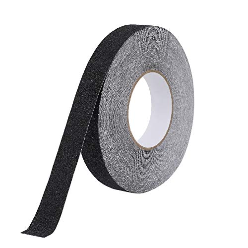 MaoXinTek Antirutsch Klebeband Streifen mit Selbstklebend, 2.5cm x 20m Treppe Stufen Band Kleber Rutschfest Klebeband, Hohe Traktion Pad für Bodenbelag innen- und Außenbereich, Schwarz von MaoXinTek
