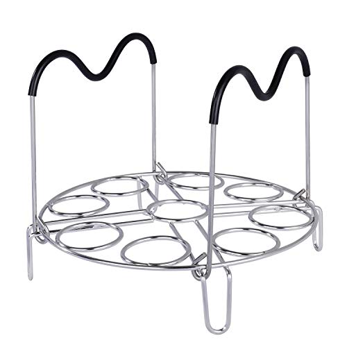 Dämpfer Rack Runde Edelstahl Dämpfen Rack Ständer Pizza Halter Küche Platte Lebensmittel Kühlung mit hitzebeständigen Silikongriffen für Druckkocher Air Fryer 8 Zoll von MaoXinTek