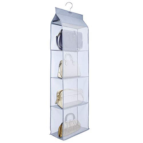 MaoXinTek Handtaschen Aufbewahrung Faltbar Taschenorganizer Hängende mit 4 Fach Organizer für Taschen für Wohnzimmer Schlafzimmer Kleiderschrank von MaoXinTek