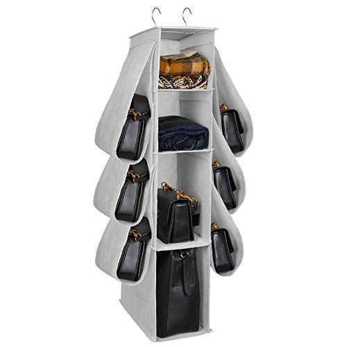 MaoXinTek Organizer für Handtasche, 10 Fächer, zum Aufhängen, Organizer, für Hut, Kleidung, Schuhe, Grau von MaoXinTek