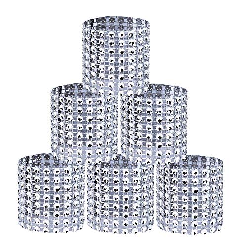 Serviettenringe Strassband Silber Halter Bling Mesh Schmuck für Hochzeit Geburtstag Diamant Klettverschluss Party Dekoration 50 Stücke von MaoXinTek