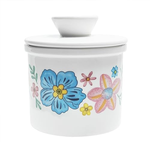 MaoYaMao Buttertopf, Keramik-Butterdose mit Deckel, französischer Butterbehälter für Theke mit Wasserlinie von MaoYaMao